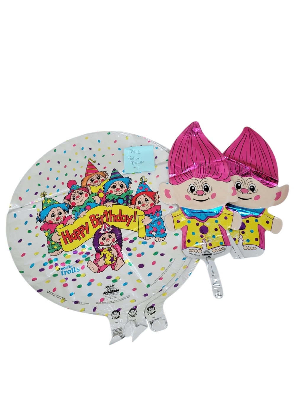 Troll Vintage 90s Happy Birthday Mylar Ballons Bundle Lot Of 5 #1